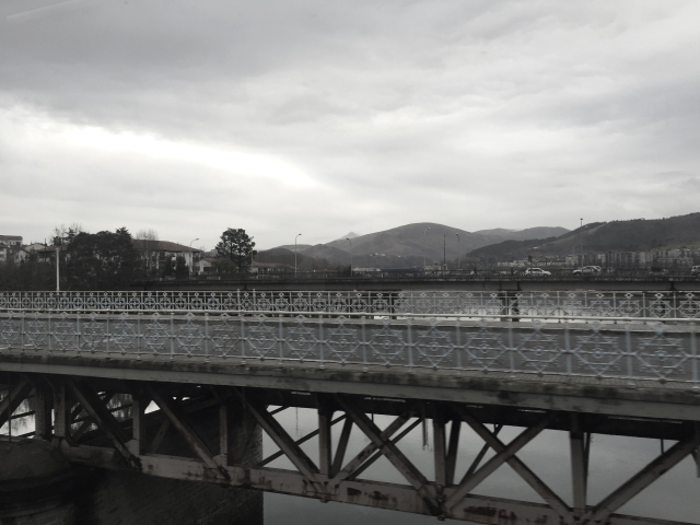 crossing the bridge via train